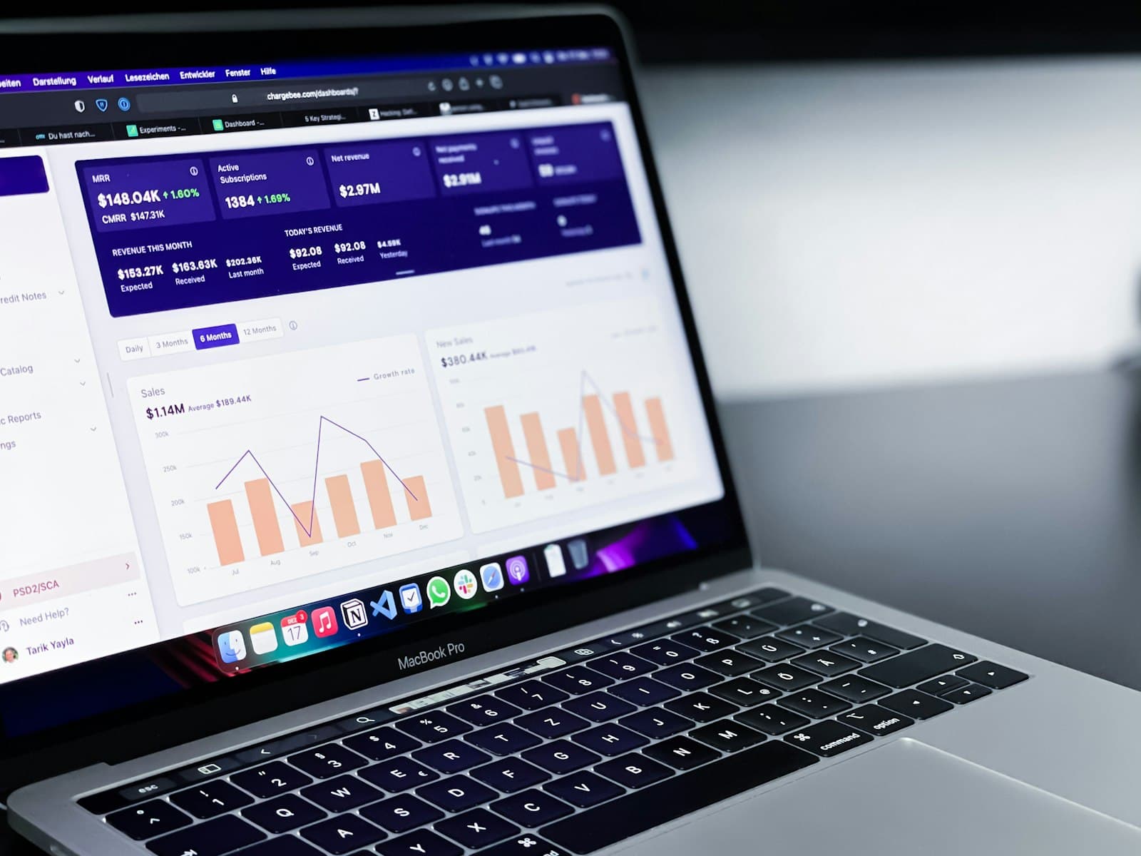 A laptop showing a website analytics view